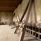 The winches used to raise and lower the wooden gate of the north tower.