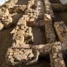 blootgelegde funderingen van Romeinse woonhuizen